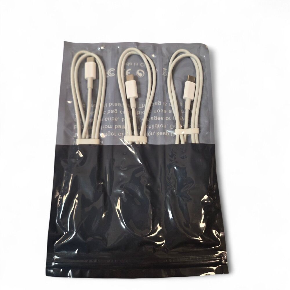 3 Pack USB-C Charging Cable for iPhone 15 iPad MacBook Samsung‎ Android White